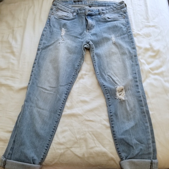 Kut from the Kloth Denim - KFTK light blue destroyed boyfriend jeans